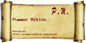Pummer Miklós névjegykártya